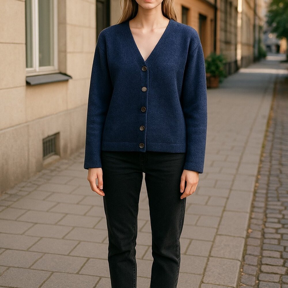 BREA CANYON Womens Cardigan Navy Sweater LARGE